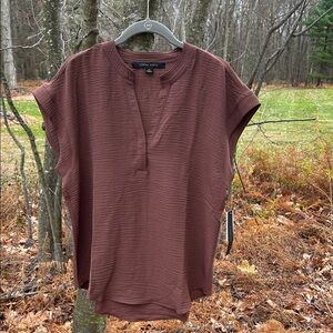 Cynthia Steffe Rich Brown Textured Blouse